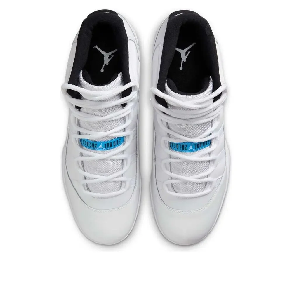 AIR JORDAN MEN'S 9.5 JORDAN 11 MID TD WHITE BLUE FOOTBALL CLEATS HM7324-104